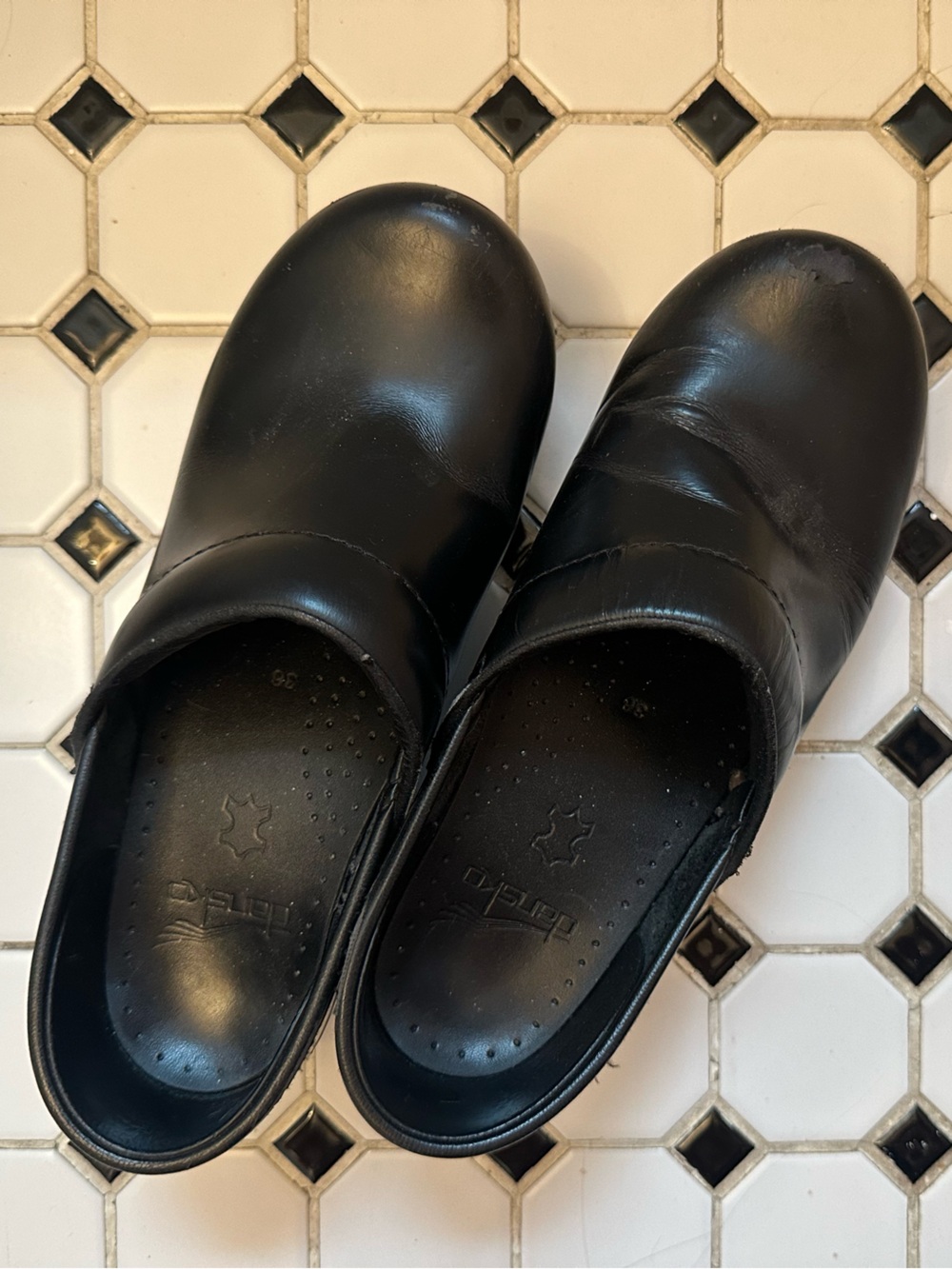 Dansko Black Leather Clogs